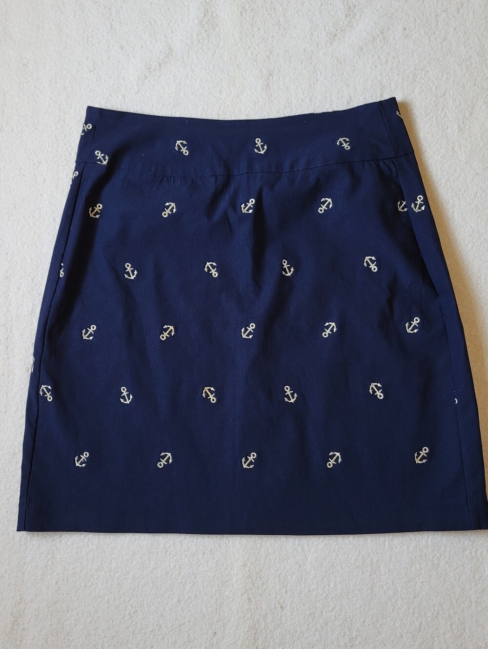 Nautical Mini Skirt Women's Size 6 Navy Blue Gold Metallic Embroidered Anchor...